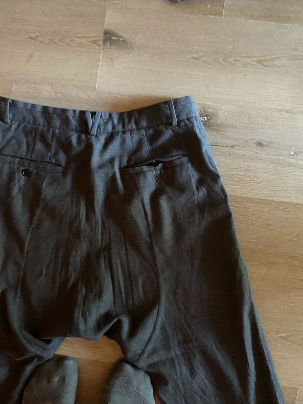 AllSaints Men's Dark Brown Flat Front Pants